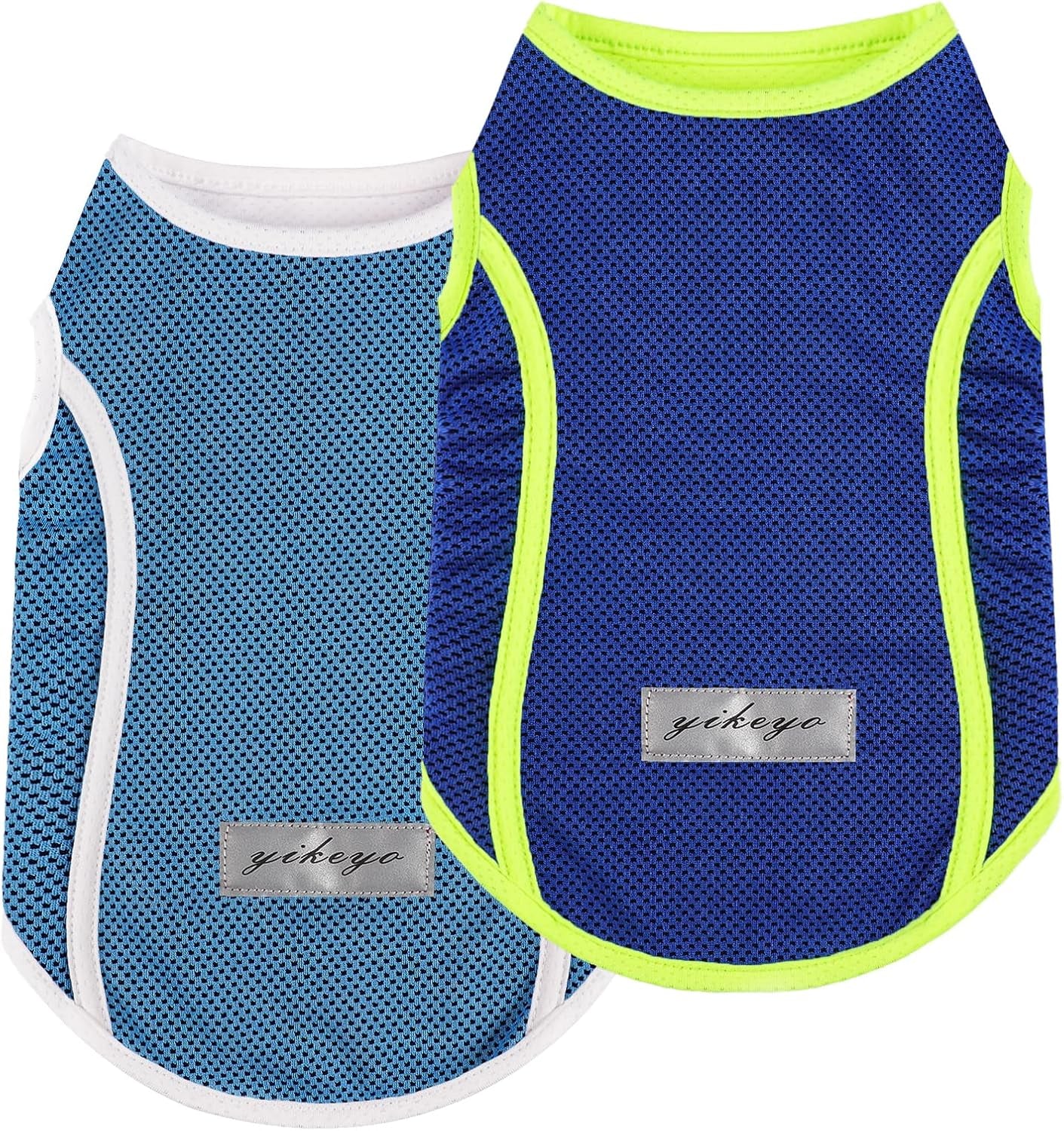 2-Pack Quick-Dry Dog Vests for Summer - Reflective Strip Sleeveless T-Shirts for Boys and Girls, Breathable Cat Tank Tops, Pet Apparel (Blue and Turquoise, XS)
