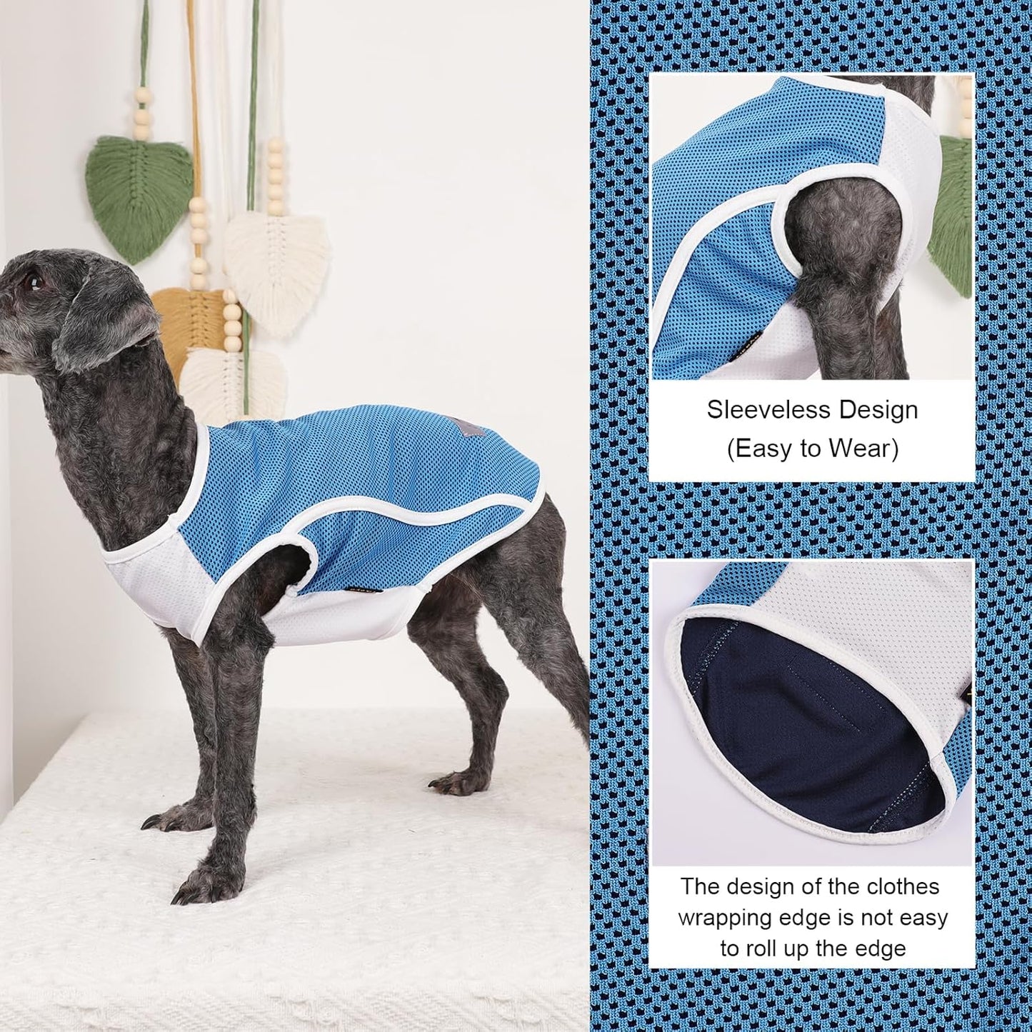 2-Pack Quick-Dry Dog Vests for Summer - Reflective Strip Sleeveless T-Shirts for Boys and Girls, Breathable Cat Tank Tops, Pet Apparel (Blue and Turquoise, XS)